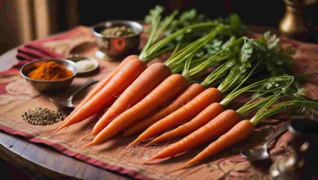 Carrots are versatile in Indian cuisine, used in savory dishes like gajar matar and in desserts such as gajar ka halwa.