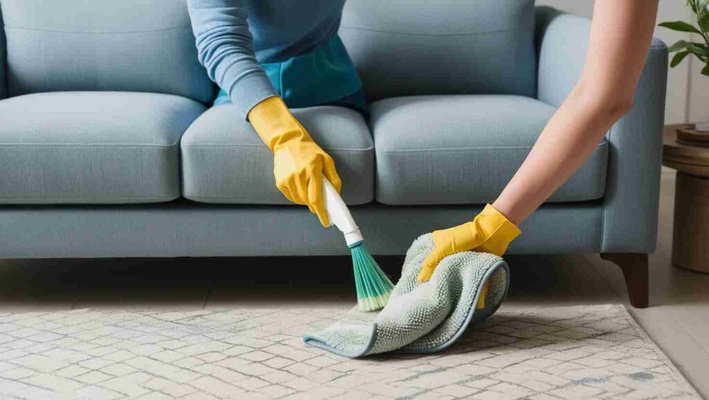 What do professionals use to clean couches